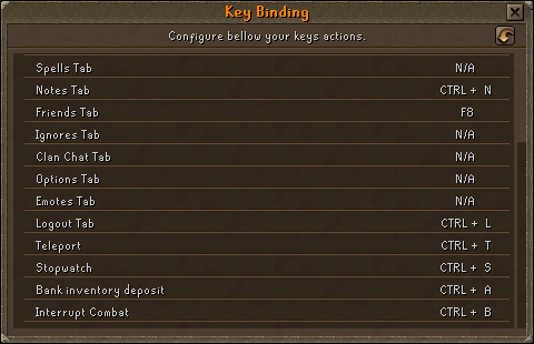 RuneGlory Key Binding system