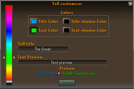 RuneGlory yell customizer