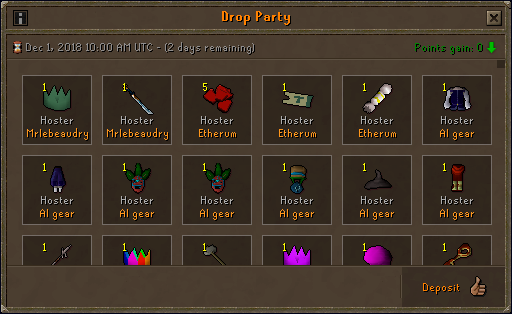RuneGlory drop party