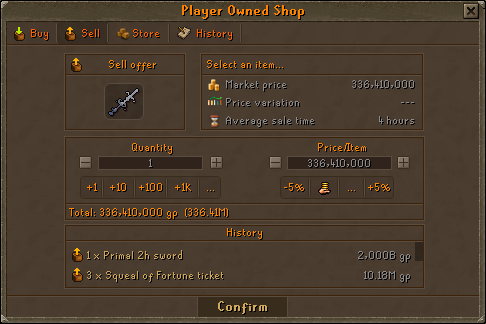 RuneGlory player owned shop