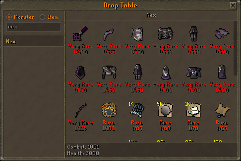 RuneGlory drop table